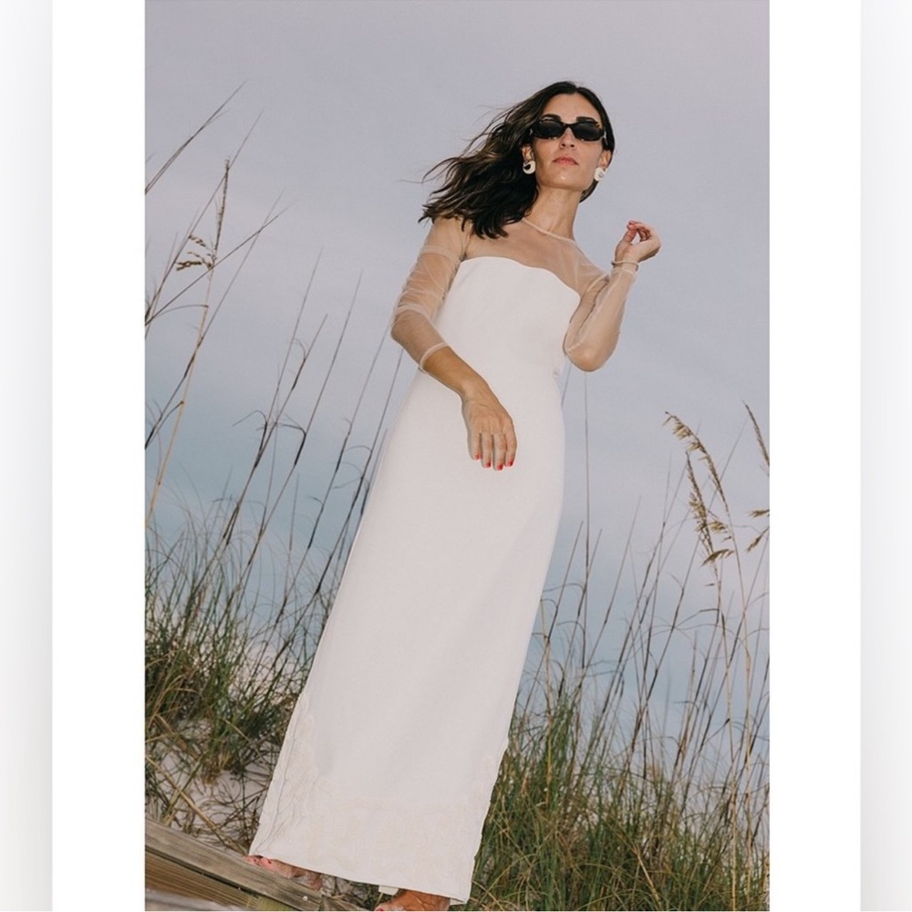 NWT AntonioMelani Elizabeth Damrich Babe Mesh Long Sleeve Crepe Soutache DRESS - Picture 1 of 17